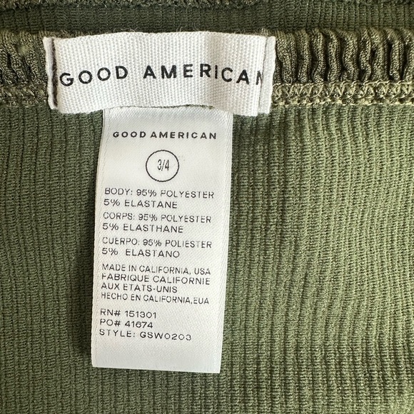 Good American Always Fits Mini Skirt Size 3/4 which is a L/XL olive green - Picture 3 of 3